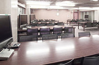 Reading Room The reading room allows for the browsing of books, CDs, and DVDs. The room can be used for personal study and group study utilizing the large screen TVs. 