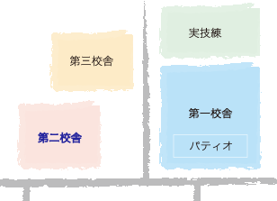 3F　講堂 2F　附属臨床施設 1F　カンファランスルーム 兼 閲覧室・カウンセリングルーム