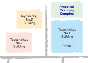 3F – Multipurpose Room No. 3 2F – Practical Training (Practicum) Rooms No. 2 and No. 3 1F – Practical Training (Practicum) Rooms No. 4 and No. 5